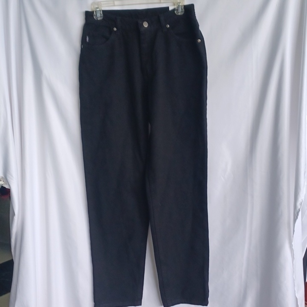 Chic Vintage Deadstock High Waist Tapered Black Relaxed Fit Jeans, Sz 10
